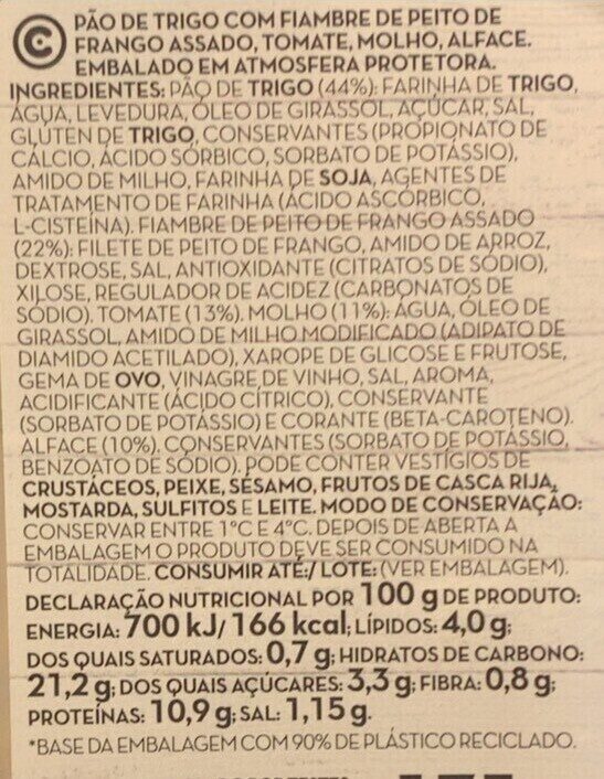 Foto da tabela nutricional