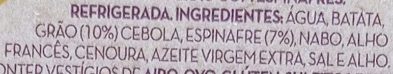 Foto da lista de ingredientes