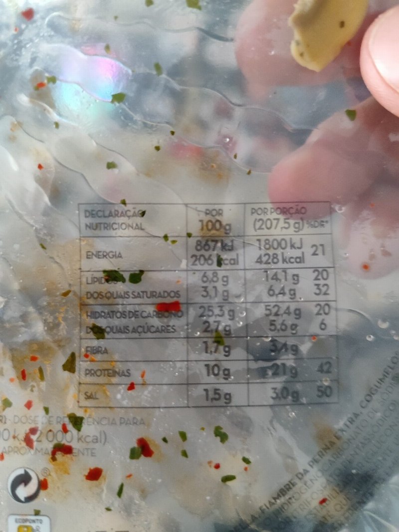 Foto da tabela nutricional