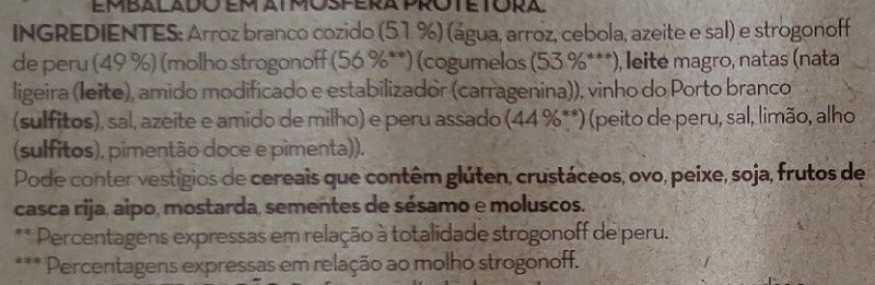 Foto da lista de ingredientes