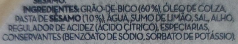 Foto da lista de ingredientes