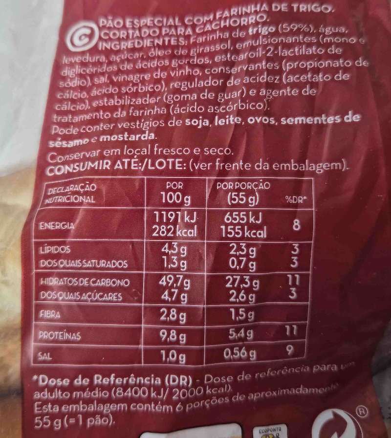 Foto da tabela nutricional