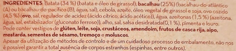 Foto da lista de ingredientes