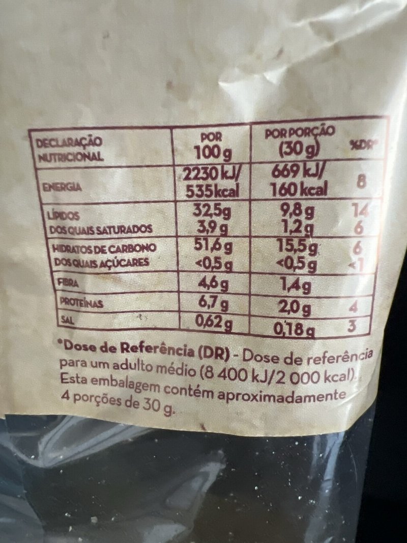 Foto da tabela nutricional