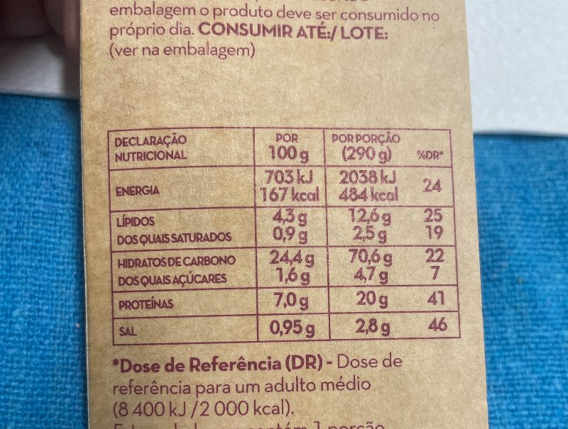 Foto da tabela nutricional
