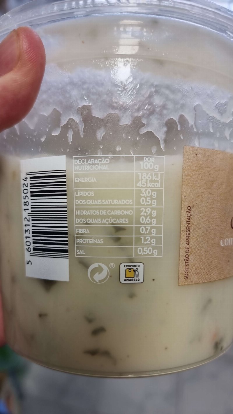 Foto da tabela nutricional