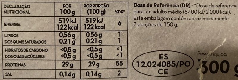 Foto da tabela nutricional