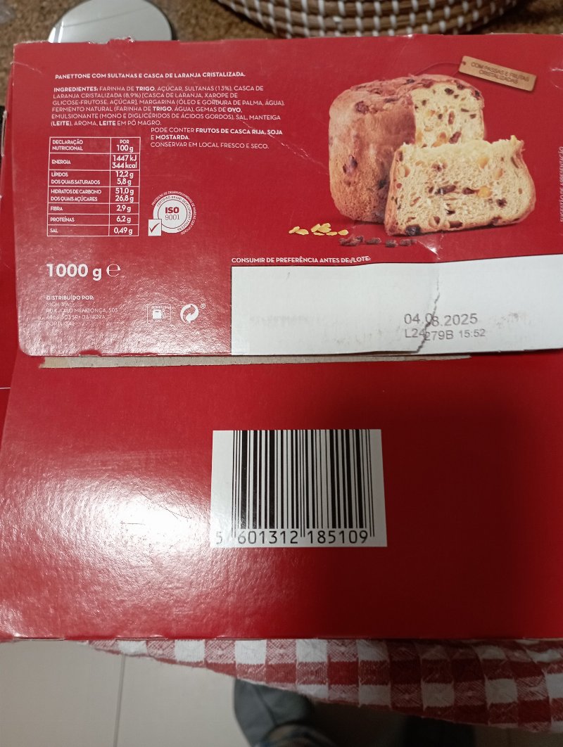 Foto da lista de ingredientes