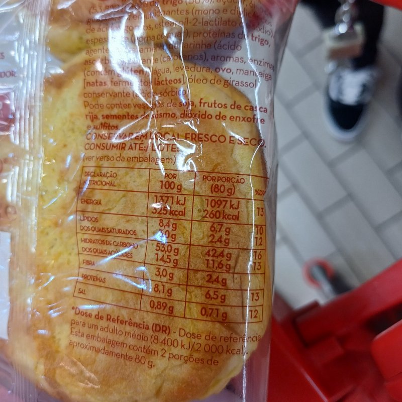 Foto da tabela nutricional
