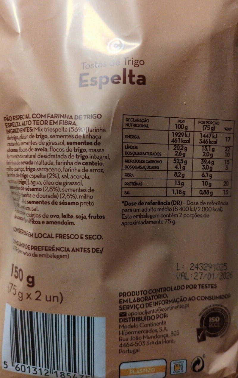 Foto da tabela nutricional