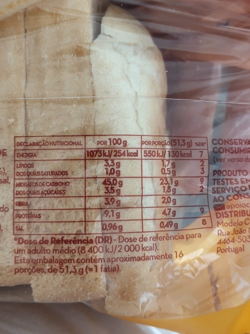 Foto da tabela nutricional