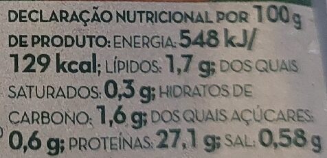 Foto da tabela nutricional