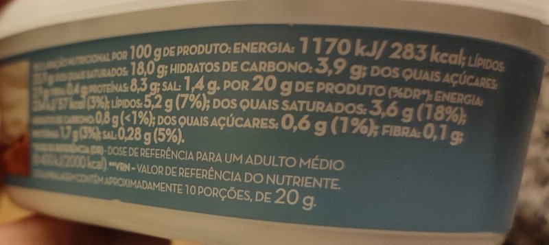Foto da tabela nutricional