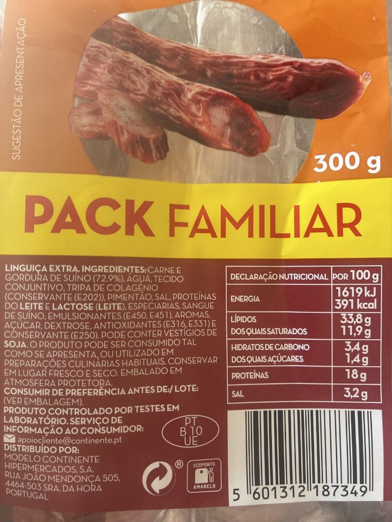 Foto da tabela nutricional