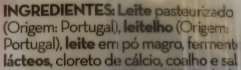 Foto da lista de ingredientes
