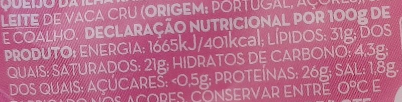 Foto da tabela nutricional