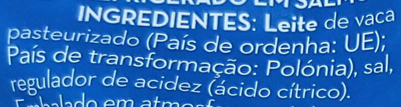 Foto da lista de ingredientes