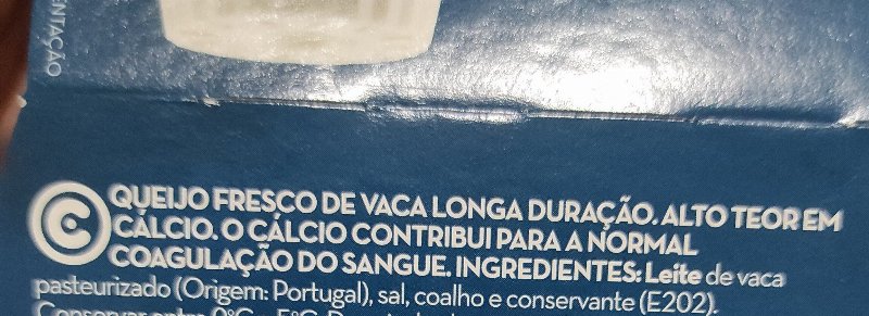 Foto da lista de ingredientes