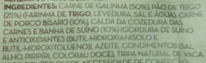Foto da lista de ingredientes