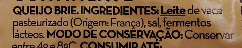 Foto da lista de ingredientes