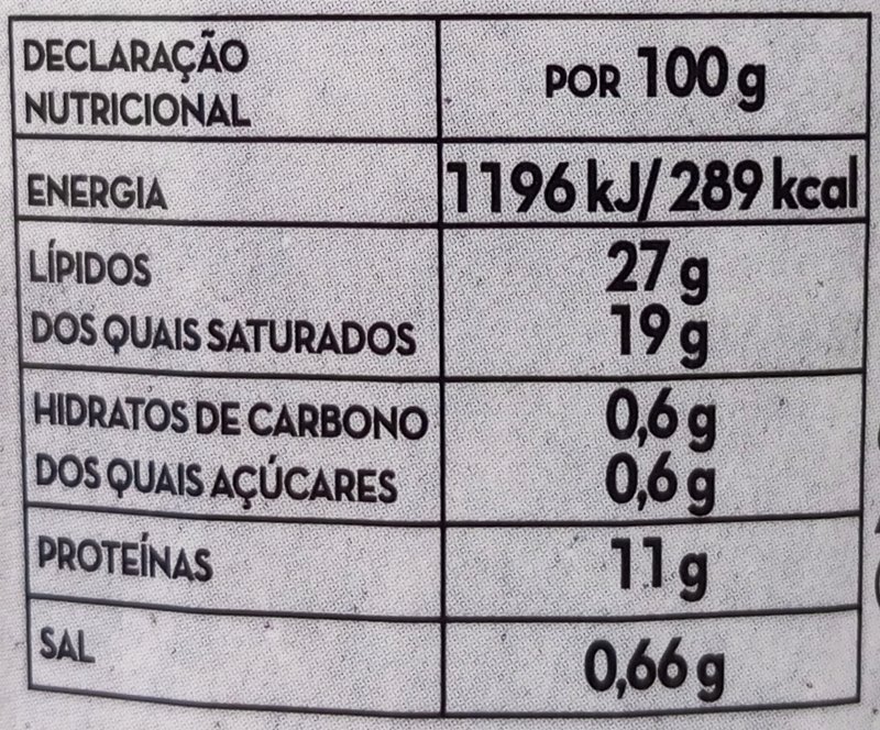 Foto da tabela nutricional