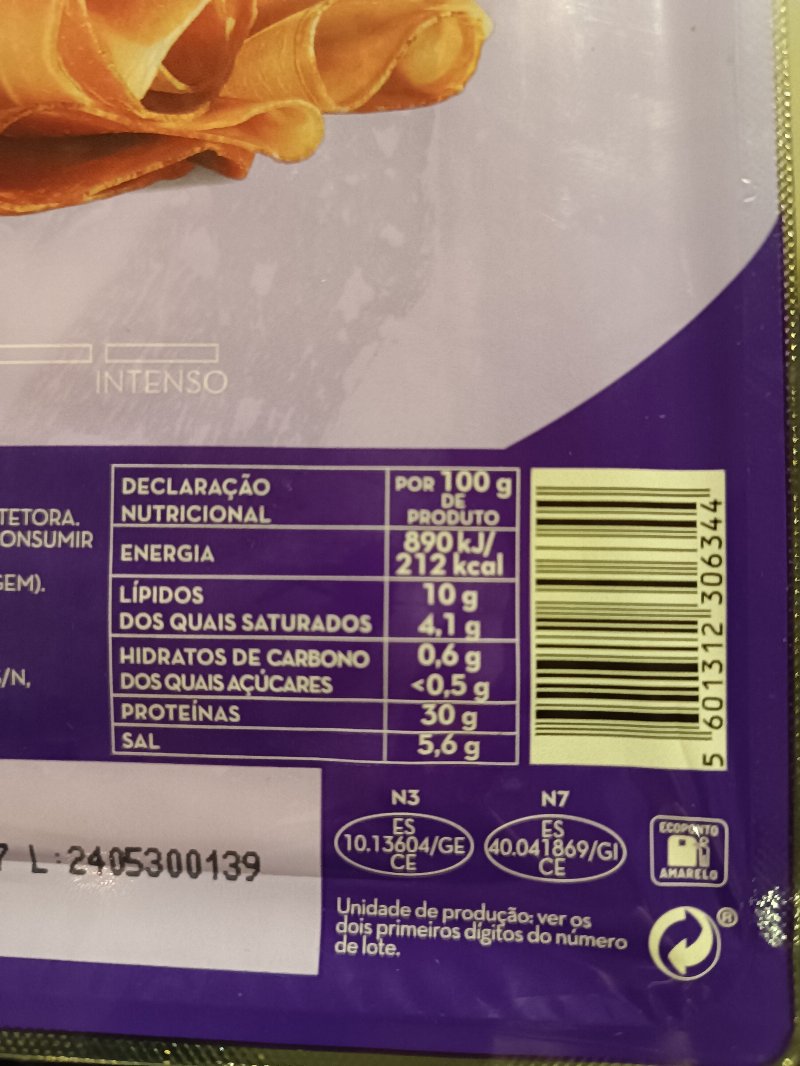 Foto da tabela nutricional