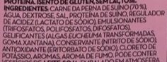 Foto da lista de ingredientes