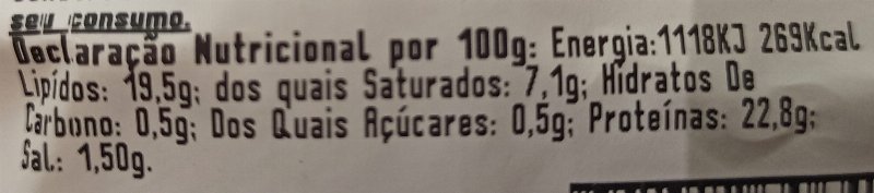 Foto da tabela nutricional