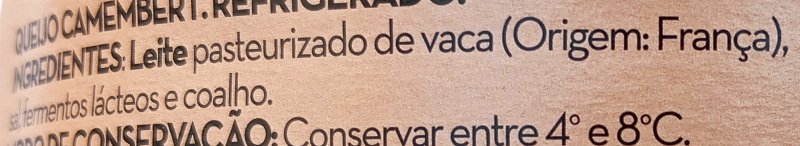 Foto da lista de ingredientes
