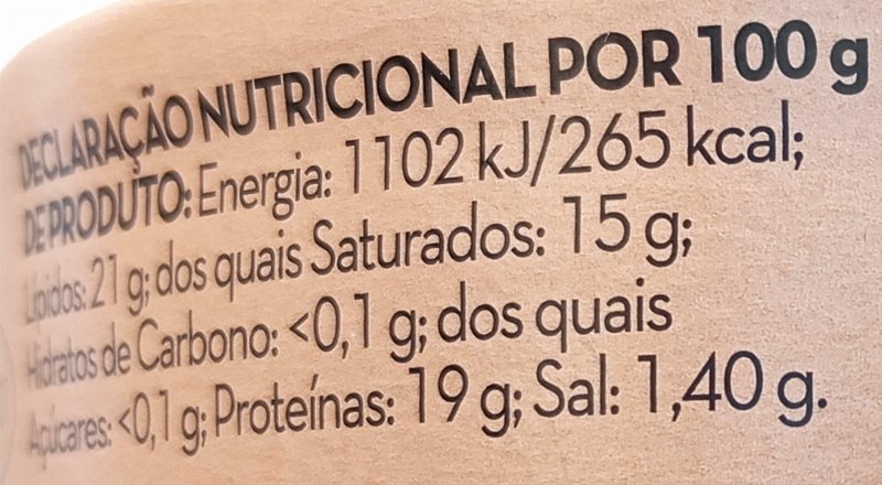 Foto da tabela nutricional