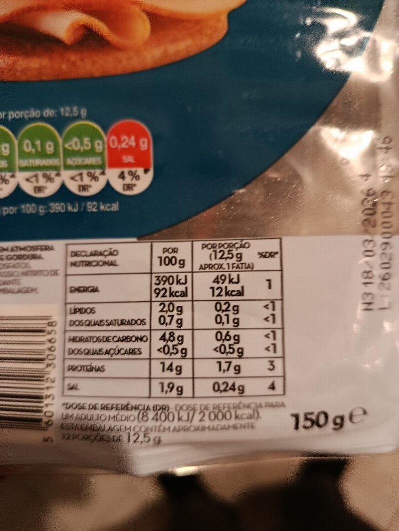 Foto da tabela nutricional