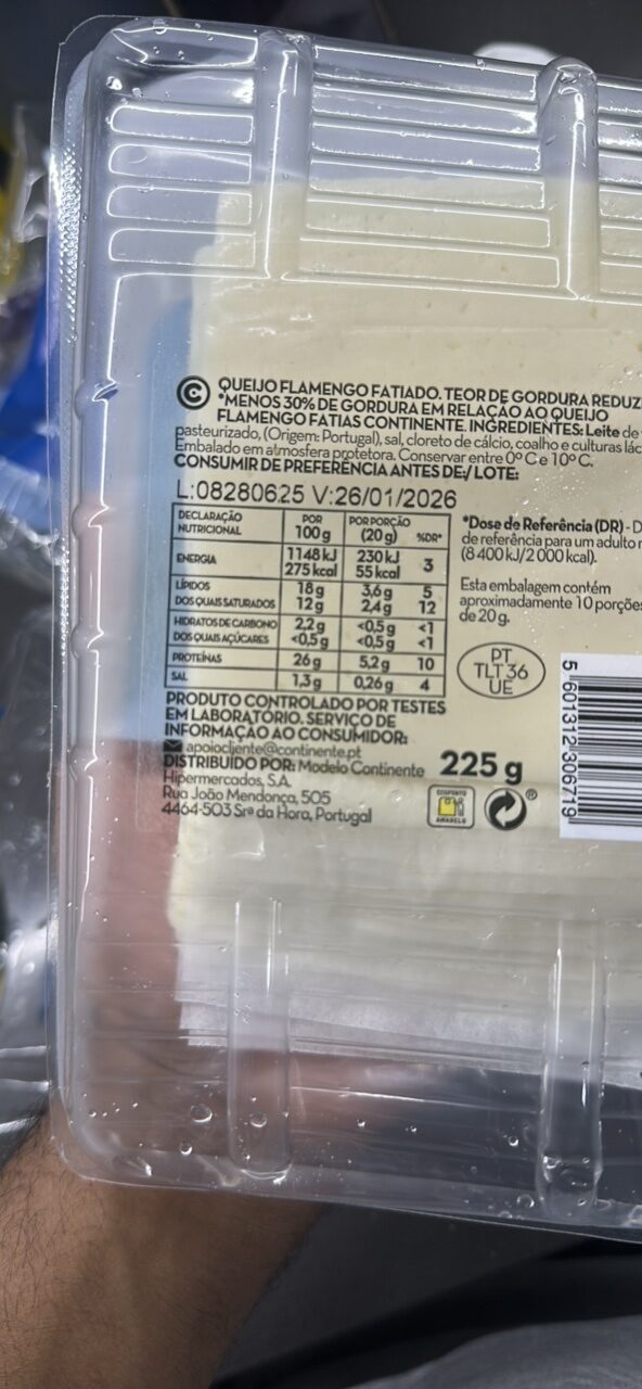 Foto da tabela nutricional