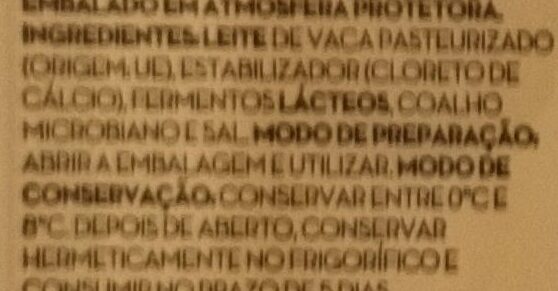 Foto da lista de ingredientes