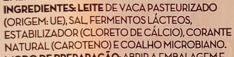 Foto da lista de ingredientes