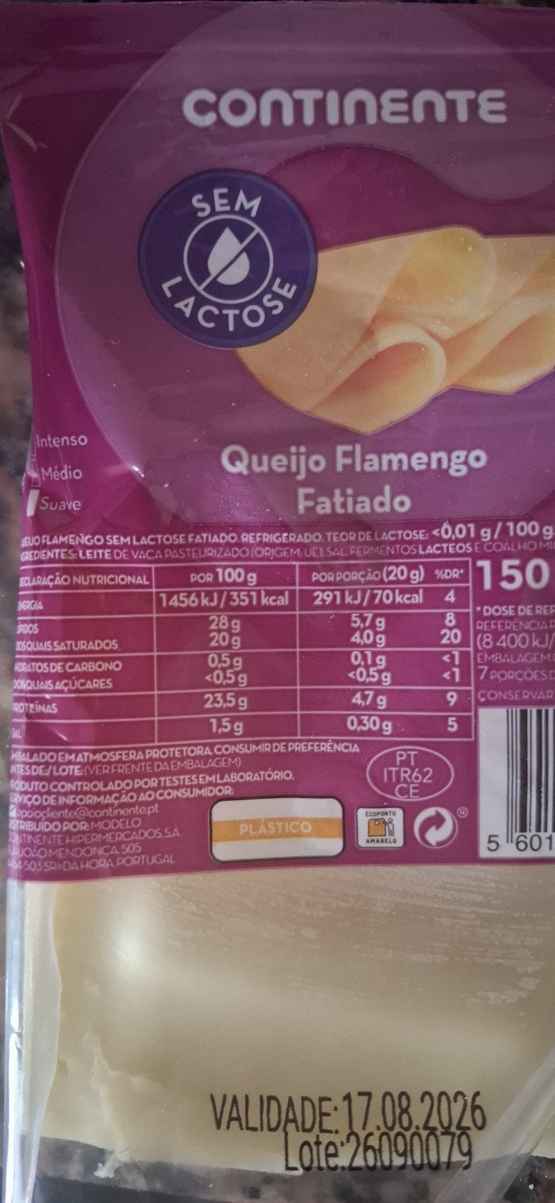 Foto da lista de ingredientes
