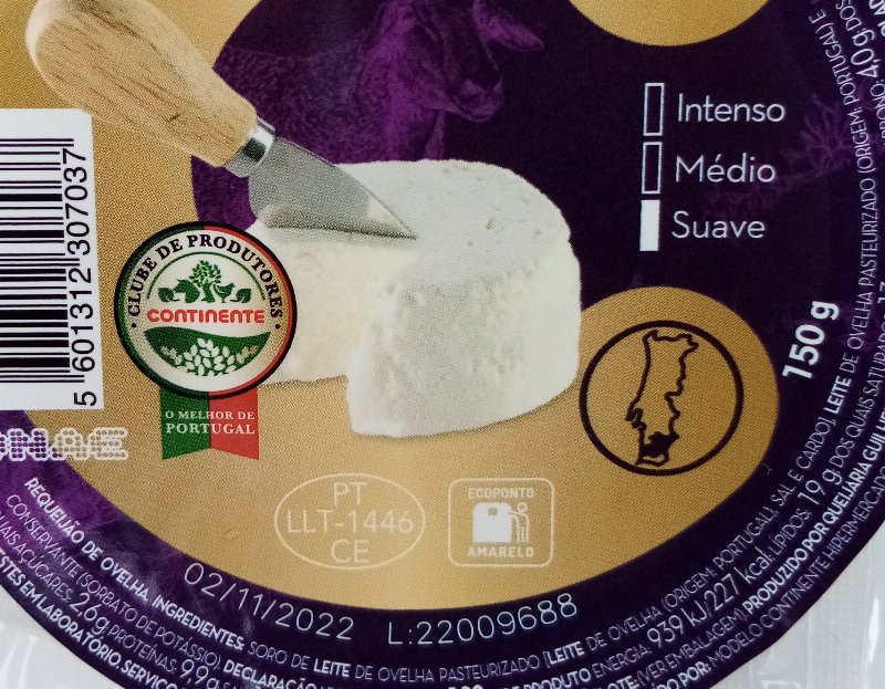 Foto da lista de ingredientes