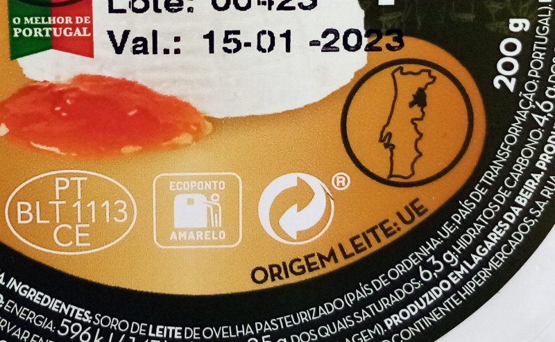 Foto da lista de ingredientes