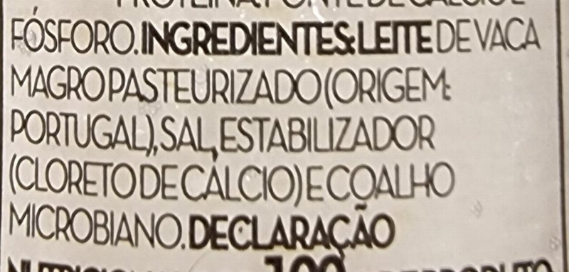 Foto da lista de ingredientes