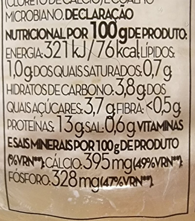 Foto da tabela nutricional
