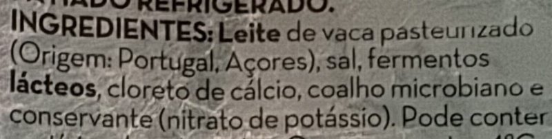 Foto da lista de ingredientes