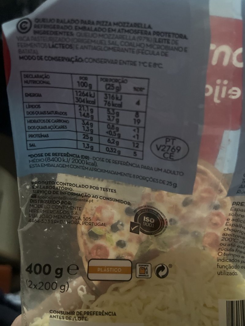 Foto da tabela nutricional