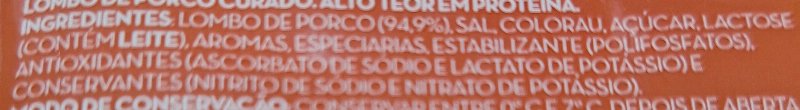 Foto da lista de ingredientes