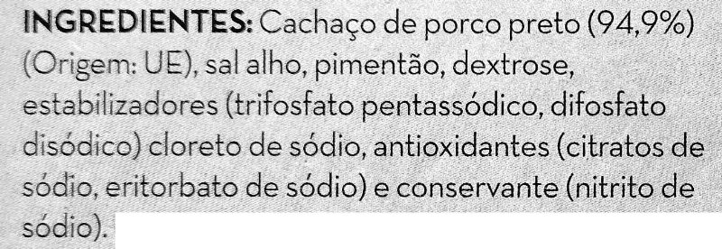 Foto da lista de ingredientes