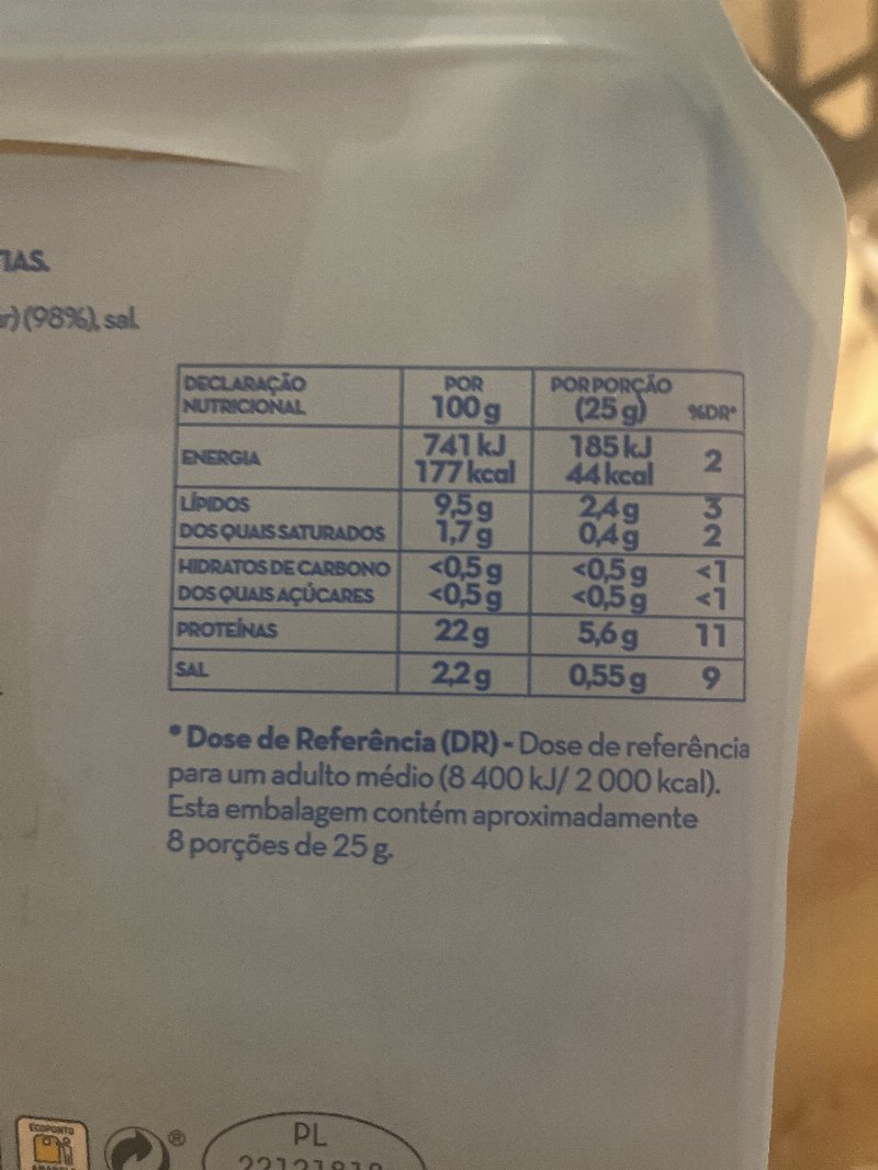 Foto da tabela nutricional