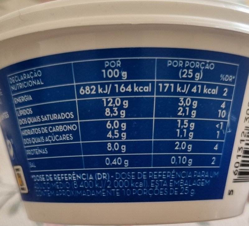 Foto da tabela nutricional