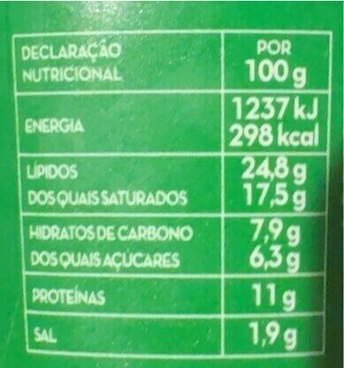 Foto da tabela nutricional