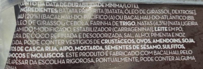 Foto da lista de ingredientes