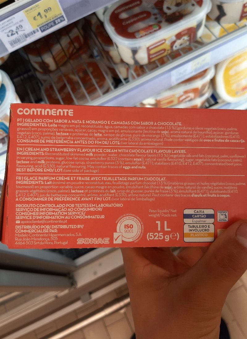 Foto da lista de ingredientes