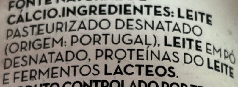 Foto da lista de ingredientes