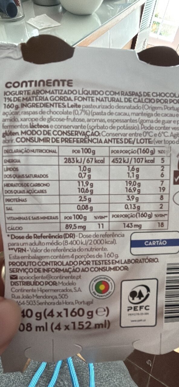 Foto da tabela nutricional